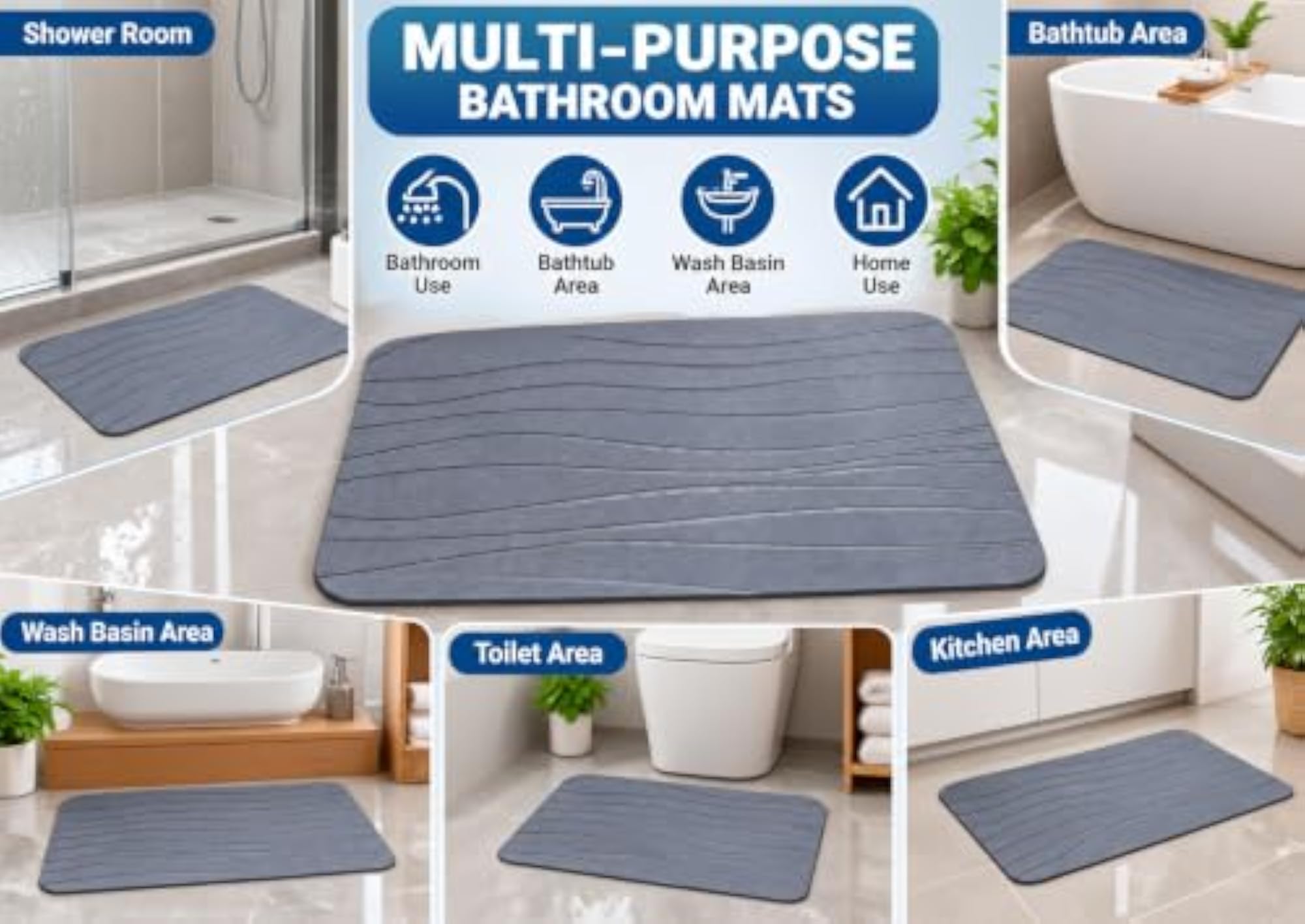 Diatomaceous Earth Shower Mat, Quick Drying Bath Mat